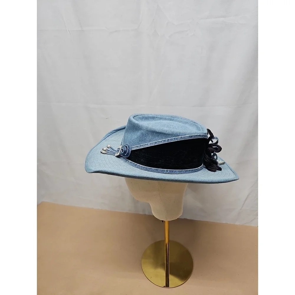 Simply Barbara Women Blue Cowboy Western Cotton Blend Usa Beyonce Outdoor Hat |M